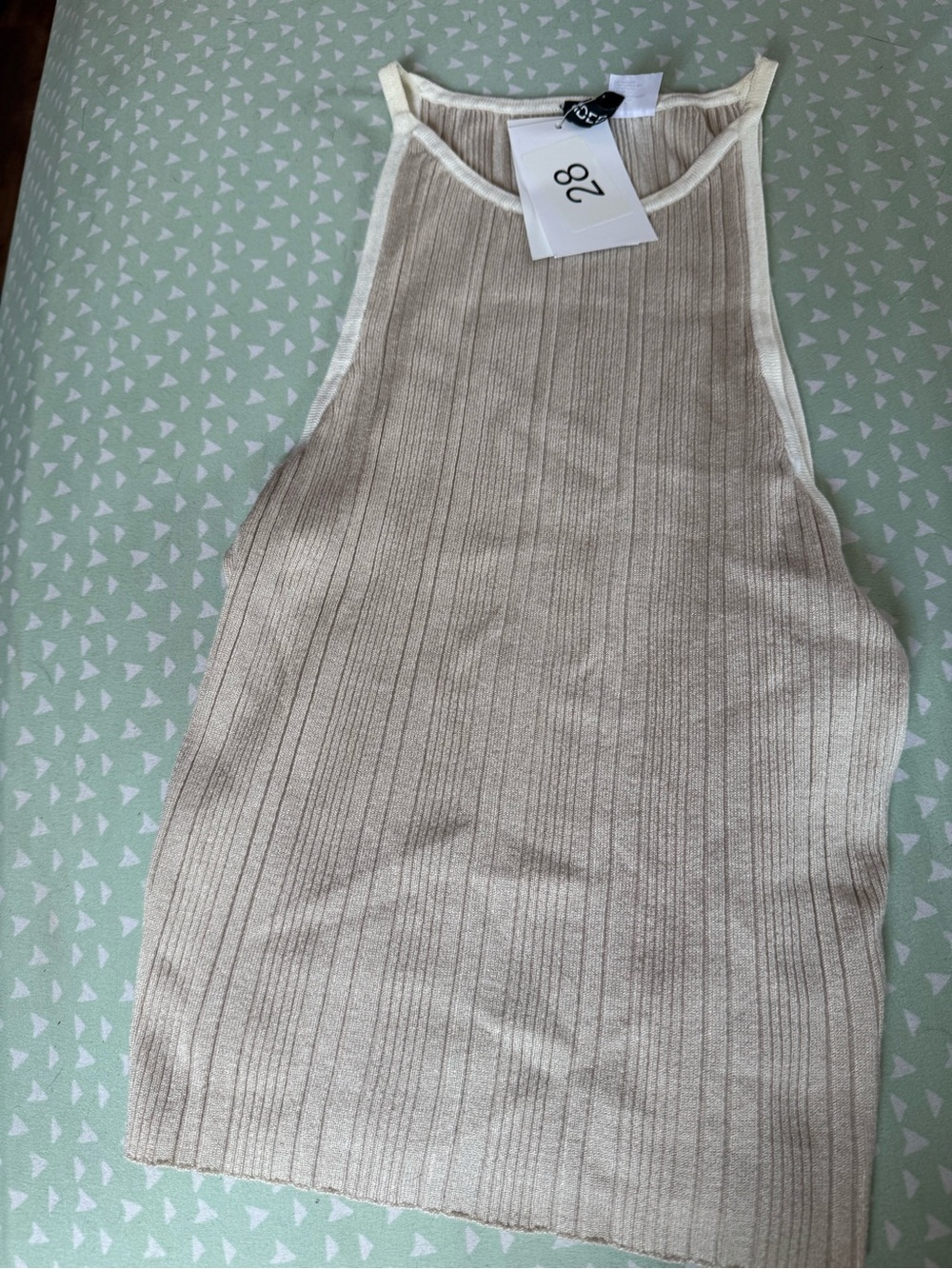 H&M Men's Ribbed Sleeveless Crewneck Sweater Tank in Beige and Cream